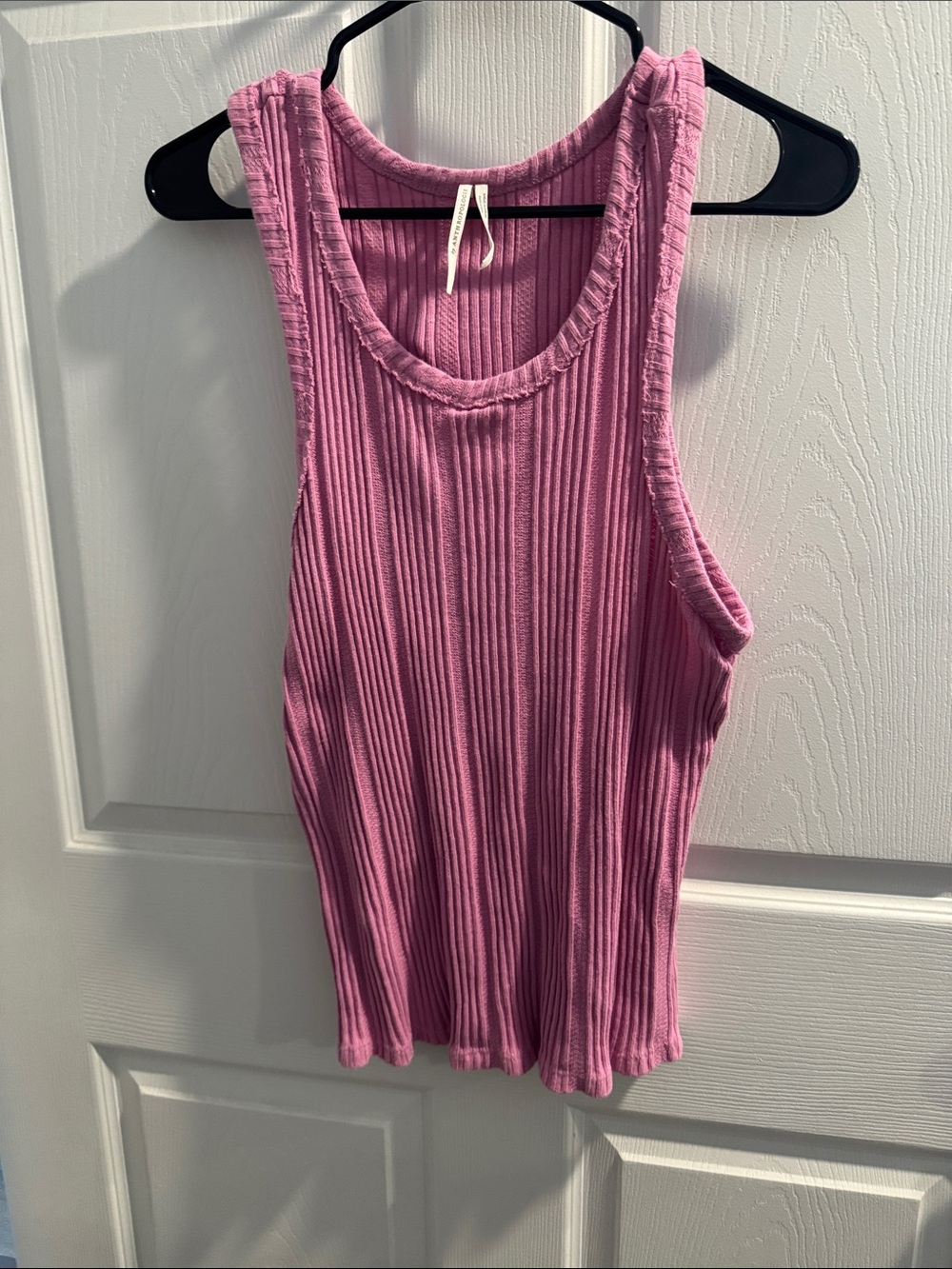 Anthropologie Pink Ribbed Tank Top - Sleeveless Scoop Neck